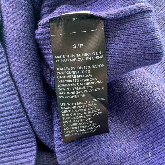 NWT WHBM Tunic Sweater Purple Cashmere Blend Size Small - Picture 3 of 6